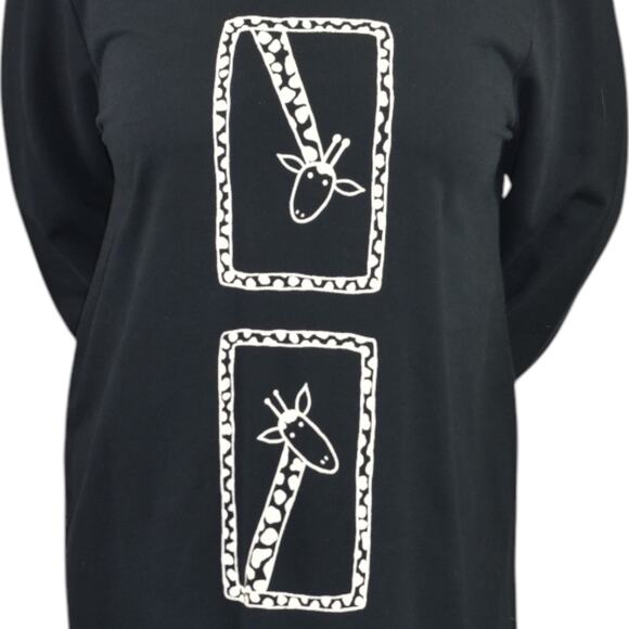 Vintage Cite Giraffe Knit Dress Black Maxi Art To Wear Print Lounge Casual Small - Picture 4 of 14